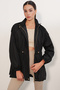 10322 Gathered Waist Trench Coat - Black