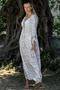 India Cream V-Neck Lined Woven Casual Dress with Ruffles on Sleeves and Hem and Sequin Appliques - 7