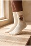 Teddy Patterned Socks Ecru