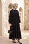 Elasticized Sleeves, Tieable Waist, Layered Ruffle Detailed Dress - Black - 6