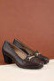 Genuine Leather Comfortable Classic Heeled Shoes Vdt.71 Brown - 8