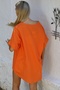 Orange Pool Collar Short Sleeve Embroidered Woven Casual Cotton Blouse - 8