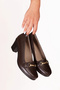 Genuine Leather Comfortable Classic Heeled Shoes Vdt.71 Brown - 3