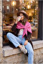 Women's Yumoş Knitwear Pink Shawl Triangle Poncho 32026 - 2