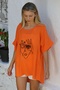 Orange Pool Collar Short Sleeve Embroidered Woven Casual Cotton Blouse - 2