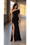 One Shoulder Slit Long Evening Dress Black 582619 - 2