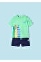 Boy's 2-Piece Printed T-Shirt - Shorts Set Green - 3