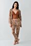 Women's Modal 3-Piece Pajama Set Brown - 2