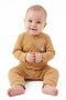 Baby Boy Mustard Milk Pattern Printed Snap-On Jumpsuit 0-3 Months