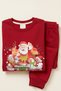 Girl's Christmas Tracksuit Set Printed 2 Yarn Fleece Printed Cotton with Embroidery - 5