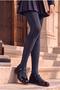 Girl's patterned tights school socks navy blue
