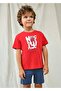 Boy's 3 Piece Printed T-Shirt - Shorts Set Red-White - 2