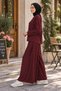 Women's Modal Pique Wide Leg Pants Comfortable Fit Two-Piece Hijab Set 1222 Claret Red - Premium Series - 3