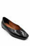 Nares Women's Black V-Neck Stitched Detailed Blunt Toe Comfortable Flat Ballerinas - 3