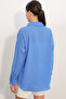 20153 Single Pocket Oversize Linen Shirt - Cobalt Blue - 6
