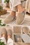 Unisex House Slippers Non-Slip Sole Ribbed Fabric Comfortable Model Stylish and Comfortable Indoor Slippers Semi-Leather - 2