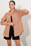 20153 Single Pocket Oversize Linen Shirt - Biscuit - 2