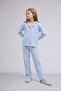 100% Cotton Bowknot Patterned Long Sleeve Pajama Top Flexible Waist Long Pajama Bottoms Girls I1882A826Au - 2
