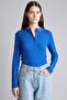 Fitted Basic Ribbed Camisole Long Sleeve Henley Collar Basic T-Shirt I5711Ax26Au - 3