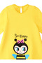 Girls Winter Bee and Stripe Patterned Yellow Long Sleeve Ruffle Dress 2-7 Years - 5