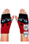 Girls' Ladybug Patterned Cotton Red Fingerless Gloves 2-8 Years
