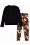 Girls Winter Leopard Pattern Cotton Black Long Sleeve Crop T-Shirt Leggings Set 5-10 Years - 4