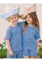 Blue Crew Neck Oversize T-Shirt Kids Unisex 100% Cotton