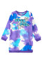 Girl's Winter Tie-Dye Blue Long Sleeve Dress 5-10 Years Old - 3