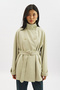 High Collar Belt Piece Trench Coat Green - 2