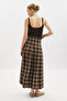 Plied Belted Plaid Skirt Brown - 4