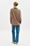 Striped Polo Collar Sweatshirt Pink - 8