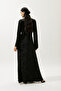Jacquard Satin Evening Dress Black - 8