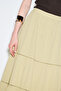 Textured Embroidered Fold Long Skirt Soft Green - 5