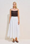 Embroidered Asymmetric Wide Skirt Ecru - 2