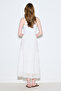 Textured Embroidered Fold Long Skirt Ecru - 5