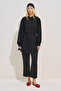 Linen Mixed Balloon Sleeve Long Tunic Black