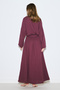 Muslin Dress with Drawstring Waist Mürdüm - 4