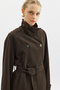 High Collar Belt Piece Trench Coat Dark Brown - 4