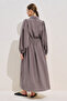 Draped Waist Adjustable Balloon Sleeve Dress Gülkurusu - 8