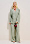 Textured Tie-Up Kimono Blouse Green - 2