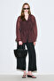 Gathered Tie-Up Blouse Burgundy - 2