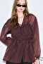 Gathered Tie-Up Blouse Burgundy - 5