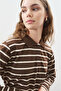 Polo Neck Striped T-Shirt Brown - 6