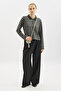 Polo Neck Striped T-Shirt Anthracite