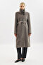 Premium Kaşe Trench Designed Coat Soft Gray