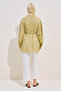 Linen Mixed Balloon Sleeve Long Tunic Green - 8