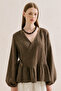 Jakarli Muslin Double-Breasted Blouse Brown - 4