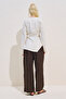 Linen Asymmetric Long Sleeve Blouse Beige - 6