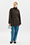 High Collar Belt Piece Trench Coat Dark Brown - 2