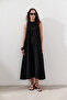 Linen Tie-Dye Wide Dress Black - 6